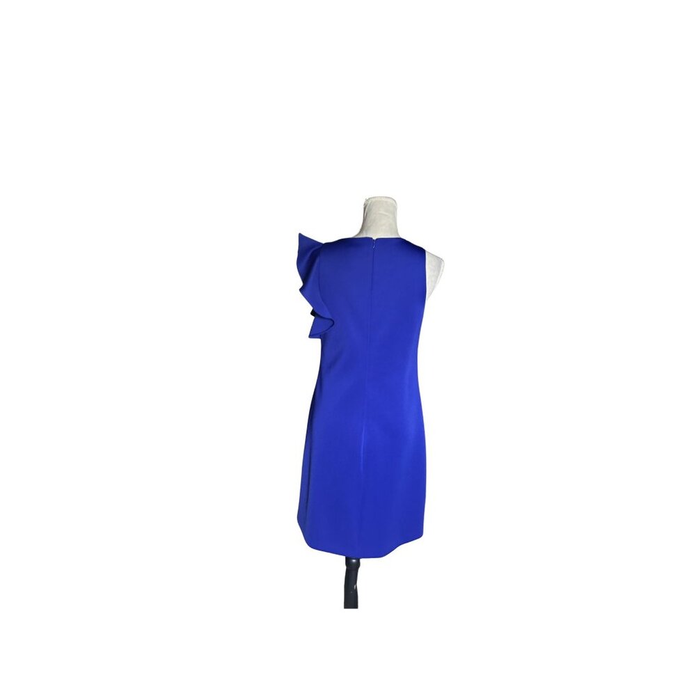 Vince Camuto Royal Blue Sleeveless Ruffle Scuba Sheath Cocktail Dress Size 8 - Picture 2 of 8